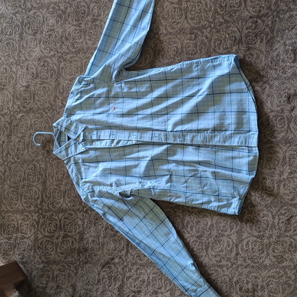 Southern Marsh blue preppy button down sports shirt, small